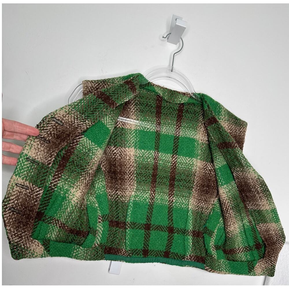 1970s Handmade Green Brown Plaid Skirt & Vest Set XXS - Picture 11 of 14